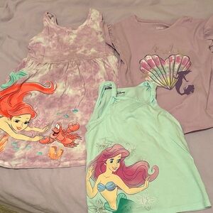 2T Disney Ariel and Friends Girls' Dress and Tops Set - Purple and Mint